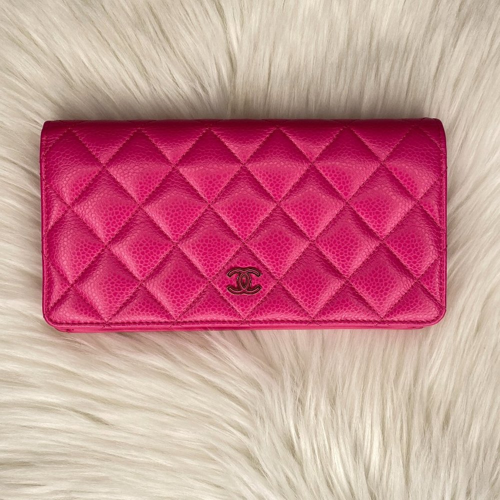 Chanel Quilted Lambskin Caviar Leather Wallet
